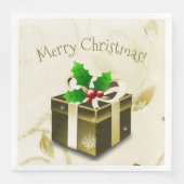 Serviette en papier dorée pour cadeau de Noël (Devant)