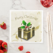 Serviette en papier dorée pour cadeau de Noël (En situation)