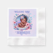 Serviette En Papier Dormir fille de bébé ethnique à Seashell Pastel (Devant)