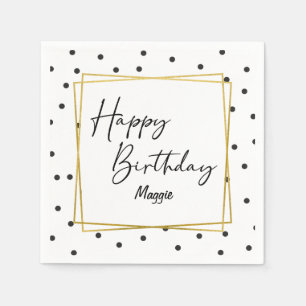 Serviette En Papier Dots Confetti noirs et blancs pour elle