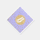 Serviette En Papier Dots Confetti Purple & Gold Confetti Moderne Monog (Coin)
