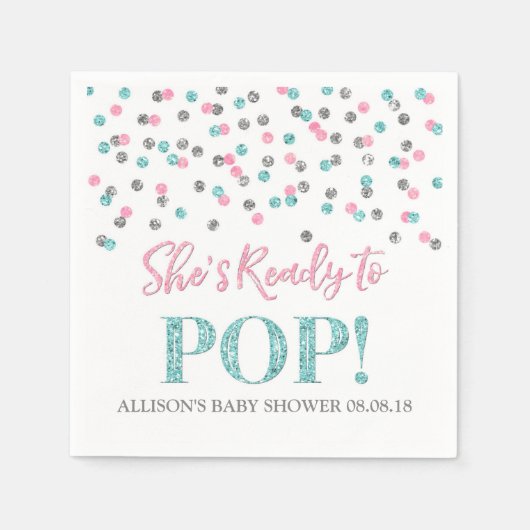 Serviette En Papier Dots d'argent bleu rose Elle est prête à faire des (Devant)