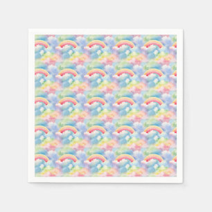 Serviette En Papier Double arc-en-ciel coloré et nuages dans le ciel