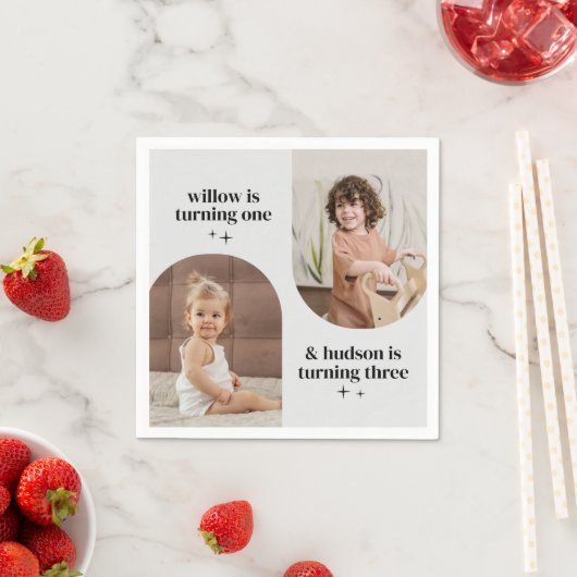 Serviette En Papier Double Arc Photo Joint Anniversaire Papier Napkin (En situation)