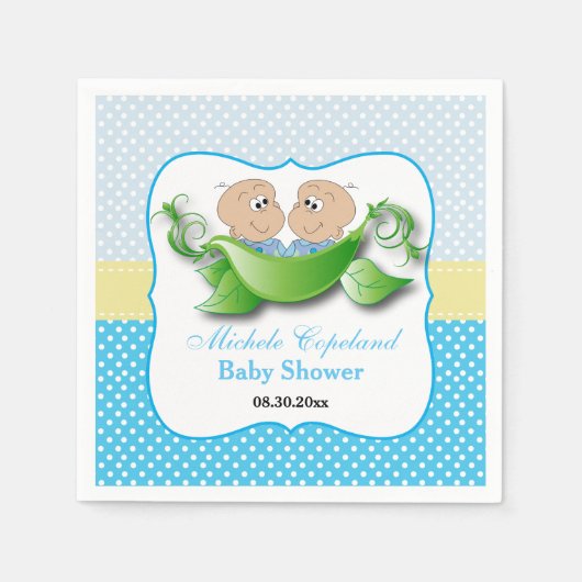 Serviette En Papier Double Bébé Douche Garçon - Deux Pois Dans Une Poi (Devant)
