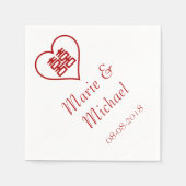 Serviette En Papier Double Bonheur - Blanc Coeur Outline (Devant)