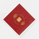 Serviette En Papier Double bonheur fleuri logo chinois mariage rouge (Coin)