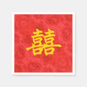 Serviette En Papier Double Bonheur Riche Rose Rouge Fleurs (Devant)