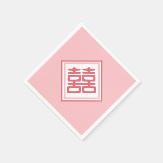 Serviette En Papier Double Bonheur rose - Carré (Coin)