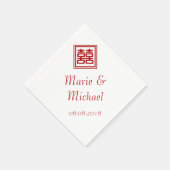 Serviette En Papier Double Bonheur rouge foncé - Carré (Coin)