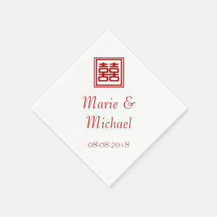 Serviette En Papier Double Bonheur rouge foncé - Carré