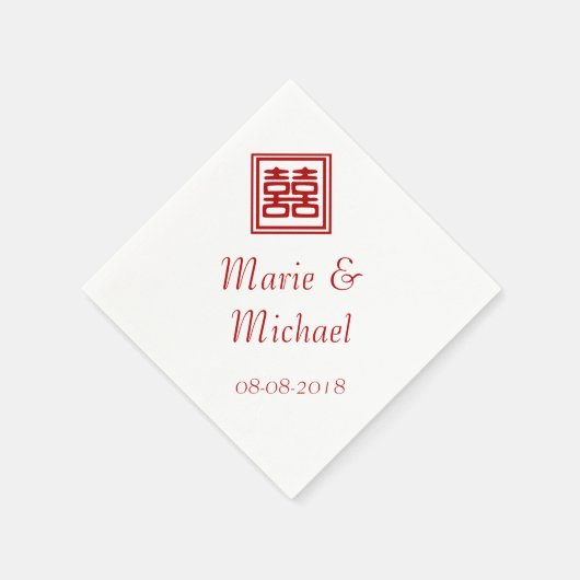 Serviette En Papier Double Bonheur rouge foncé - Carré (Coin)