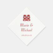 Serviette En Papier Double Bonheur Rouge foncé - Élégant (Coin)