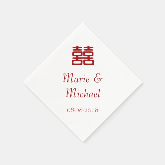 Serviette En Papier Double Bonheur Rouge foncé - Élégant (Coin)