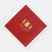 Serviette En Papier Double bonheur rouge mariage chinois floral (Coin)