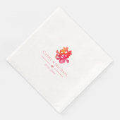 Serviette En Papier Double bonheur rouge mariage chinois floral (Coin)