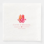 Serviette En Papier Double bonheur rouge mariage chinois floral (Devant)