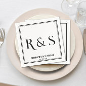 Serviette En Papier Double bordure simple monogramme moderne mariage