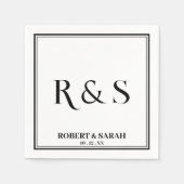 Serviette En Papier Double bordure simple monogramme moderne mariage (Devant)
