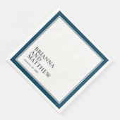 Serviette En Papier Double cadre classique simple en bleu marine (Coin)