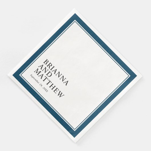 Serviette En Papier Double cadre classique simple en bleu marine (Coin)