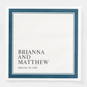 Serviette En Papier Double cadre classique simple en bleu marine (Devant)