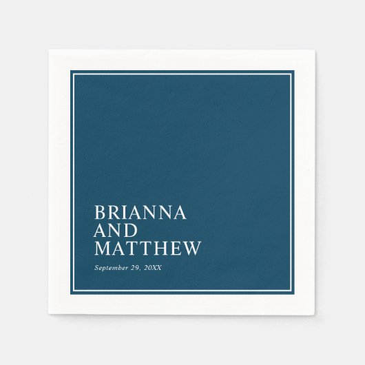 Serviette En Papier Double cadre classique simple en bleu marine et bl (Devant)