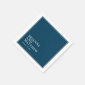 Serviette En Papier Double cadre classique simple en bleu marine et bl (Coin)