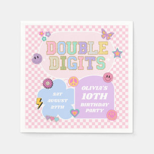 Serviette En Papier Double Chiffres Preppy Patch 10e fête d'anniversai