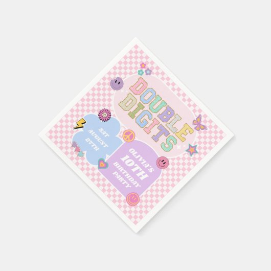 Serviette En Papier Double Chiffres Preppy Patch 10e fête d'anniversai (Coin)