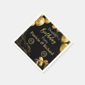 Serviette En Papier Double fête d'anniversaire Noir et or élégant (Coin)