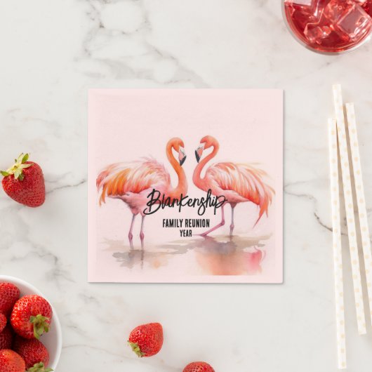Serviette En Papier Double Flamant rose Famille Réunion Essentials (En situation)