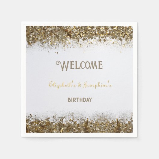 Serviette En Papier Double mixte adulte fête d'anniversaire | Blanc do (Devant)