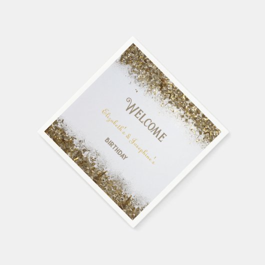 Serviette En Papier Double mixte adulte fête d'anniversaire | Blanc do (Coin)