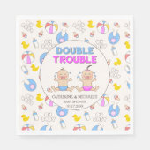 Serviette En Papier Double Trouble Twin Boy & Girl Baby shower (Devant)