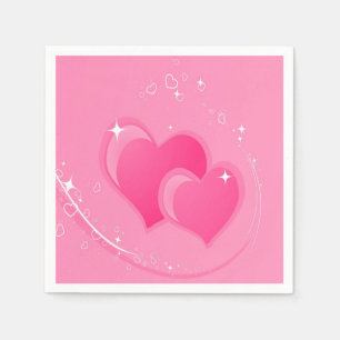 Serviette En Papier Doubles coeurs roses
