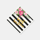 Serviette En Papier Douce 16 Napkin - Grandes bandes Noires/Blanches (Coin)