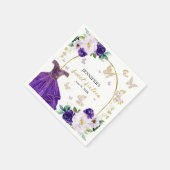 Serviette En Papier Douce 16 Robe Florale Violet Papillon Napkins (Coin)