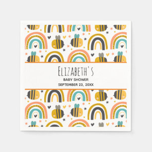 Serviette En Papier Douce abeille et motif arc-en-ciel Baby Shower N