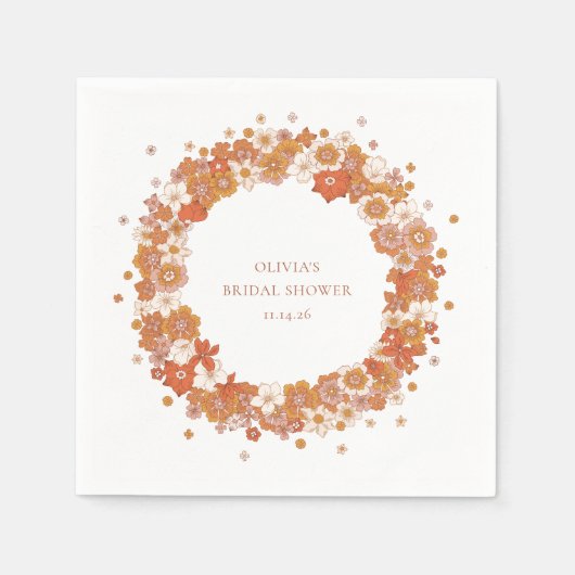 Serviette En Papier Douce ambiance bohème orange personnalisée pour la (Devant)