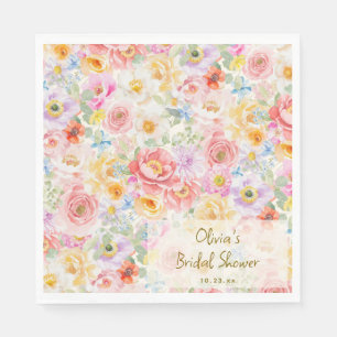 Serviette En Papier Douce aquarelle aux pastels pour une garden-party 