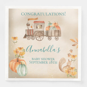 Serviette En Papier Douce aquarelle Baby Shower Train d'Automne