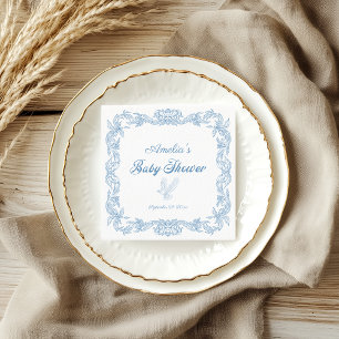 Serviette En Papier Douce Baby Shower Classique Ornée de Bleu