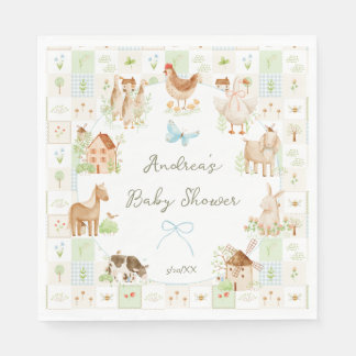 Serviette En Papier Douce Baby Shower Grandmillénaire de Ferme Peinte 
