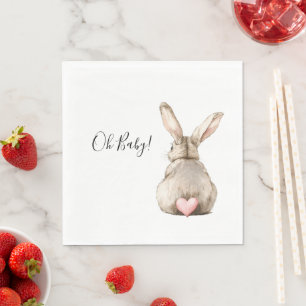 Serviette En Papier Douce Baby Shower Lapin Rose Queue de bébé