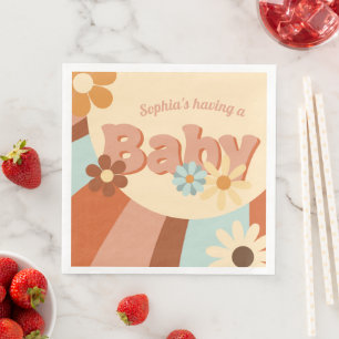 Serviette En Papier Douce Baby Shower Rétro Groovy des Années 70