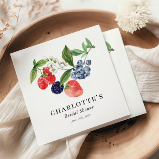 Serviette En Papier Douce Baie Aquarelle Rouge Bleu Mariage