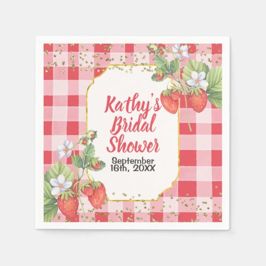 Serviette En Papier Douce baignoire aquarelle fraise Mariage (Devant)