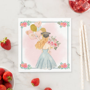 Serviette En Papier Douce Blonde Girl Aquarelle Graduation serviettes