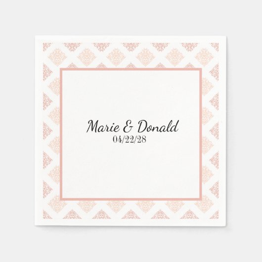 Serviette En Papier Douce Damask Blush Rose Pêche (Devant)